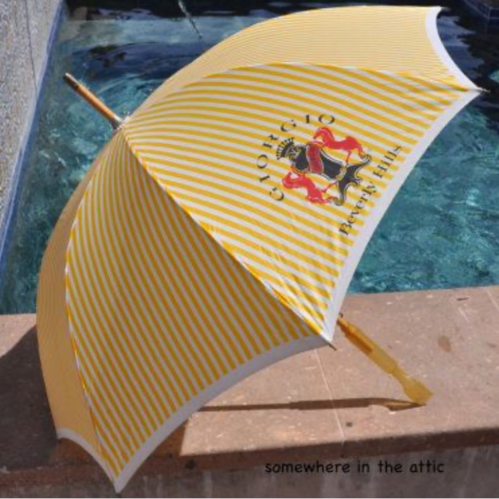 Vintage Giorgio Beverly Hills Yellow Striped Umbrella